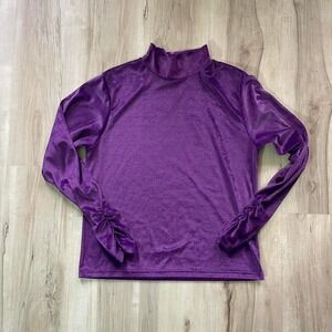 Vintage 1980s velvet sparkly turtleneck with ruched sleeves